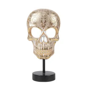 11.5" Day of the Dead Statue - Gold Sugar Skull