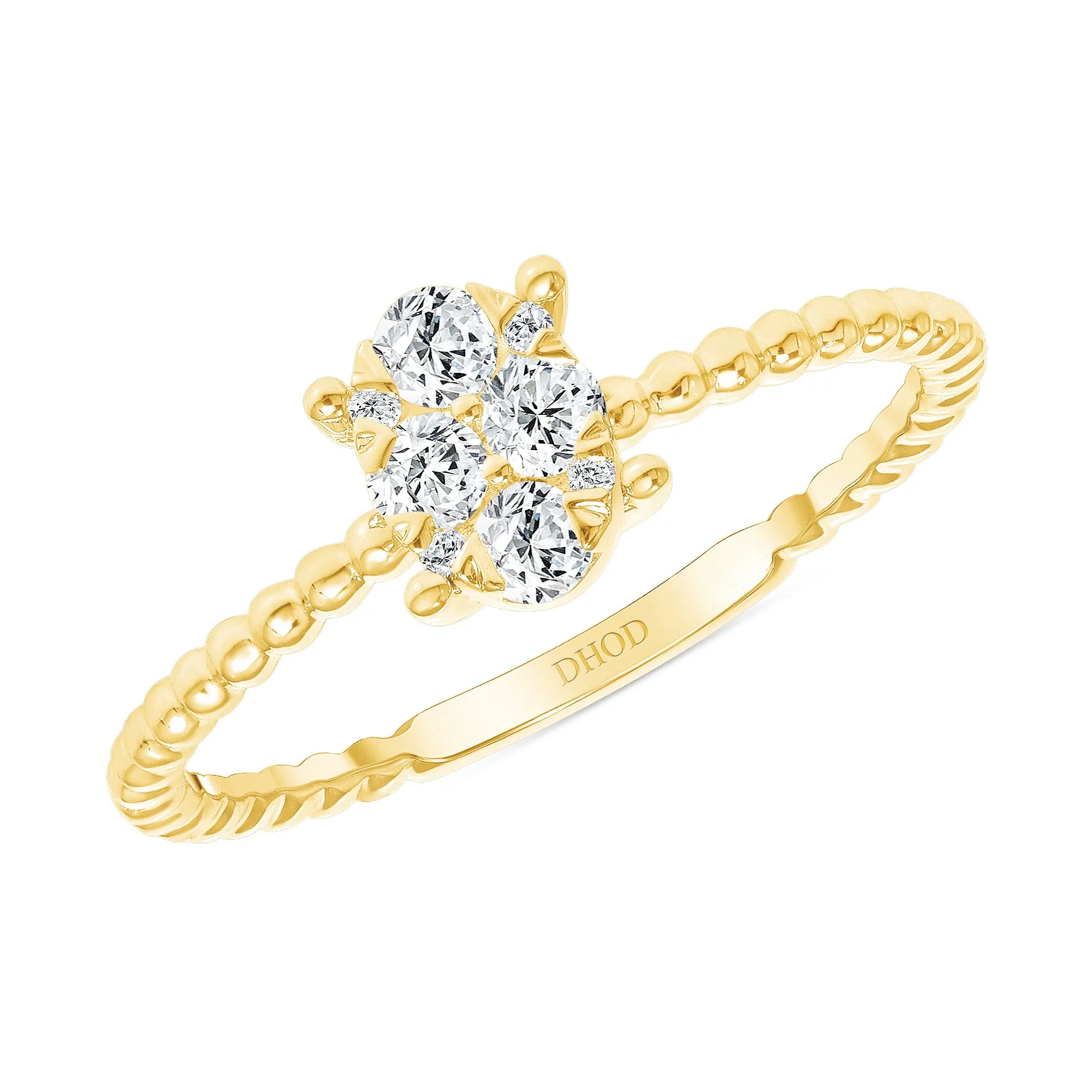 14K Gold Natural Diamond Oval Cluster Promise Ring