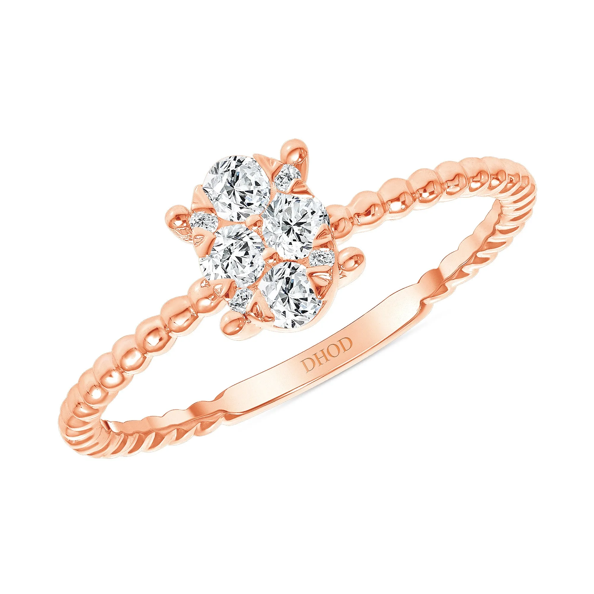 14K Gold Natural Diamond Oval Cluster Promise Ring