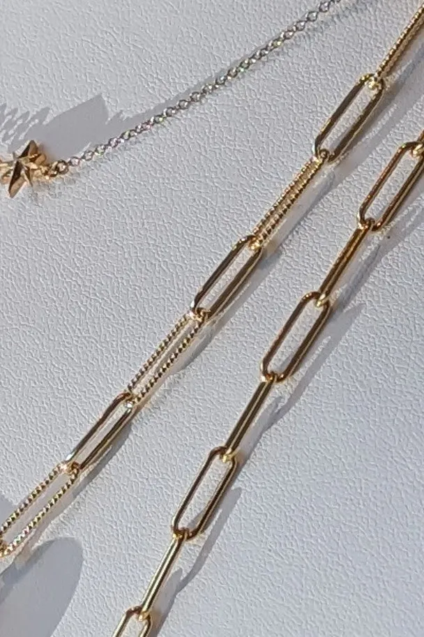 14K Gold Paperclip Link Necklace