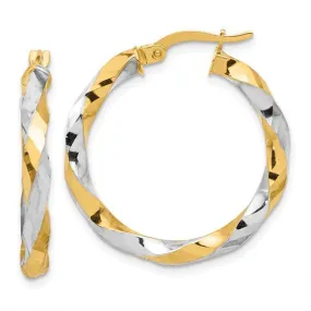 14K TT Gold DC Twist Hoop Earrings 3.1grms