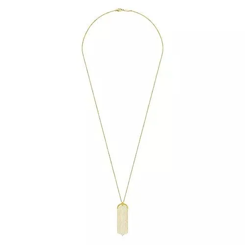 14K Y Gold 24 Tassel Pendant Necklace