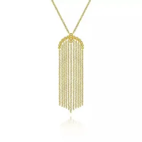 14K Y Gold 24 Tassel Pendant Necklace