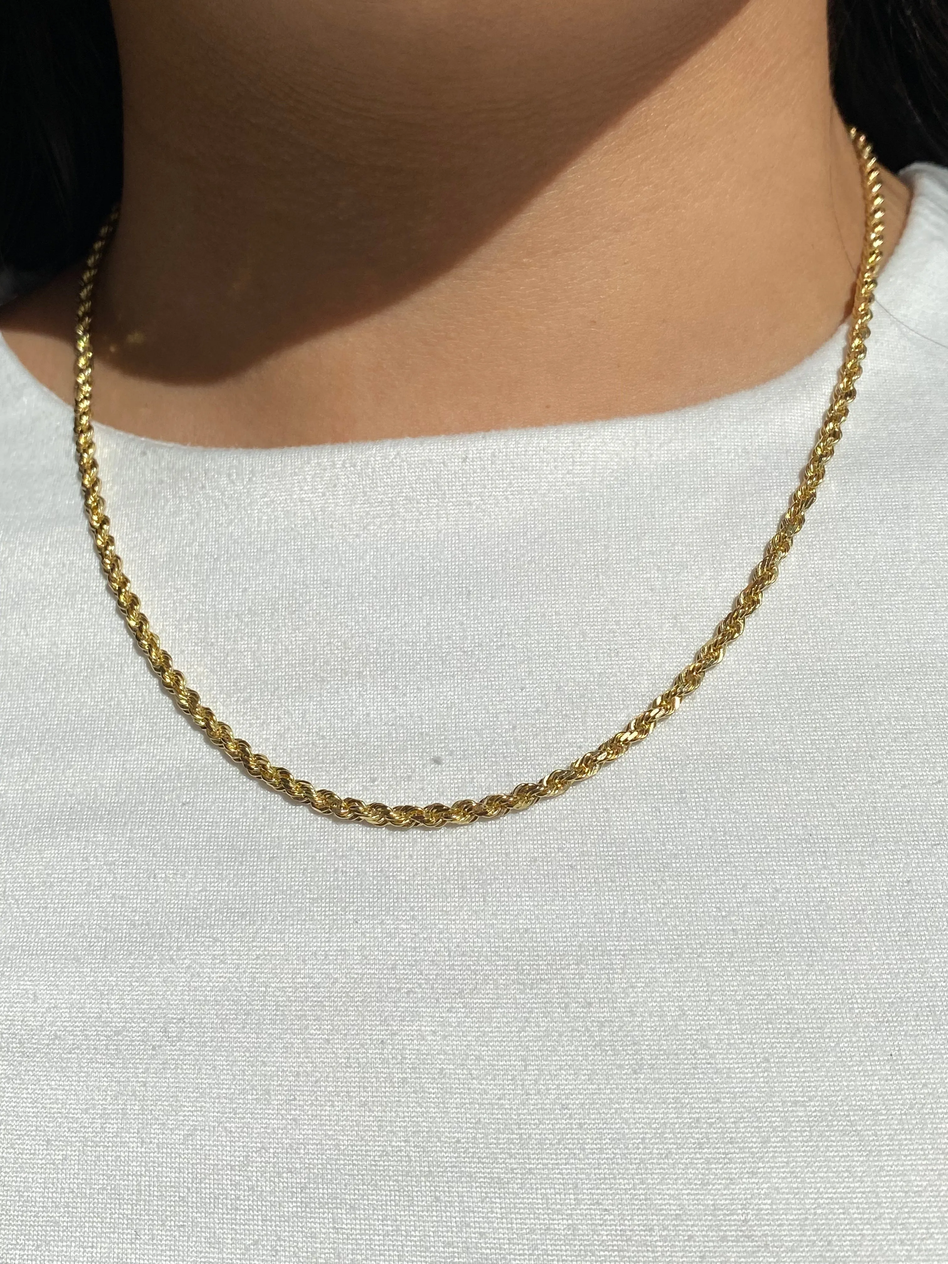 14K Yellow Gold Solid 2MM Rope Chain