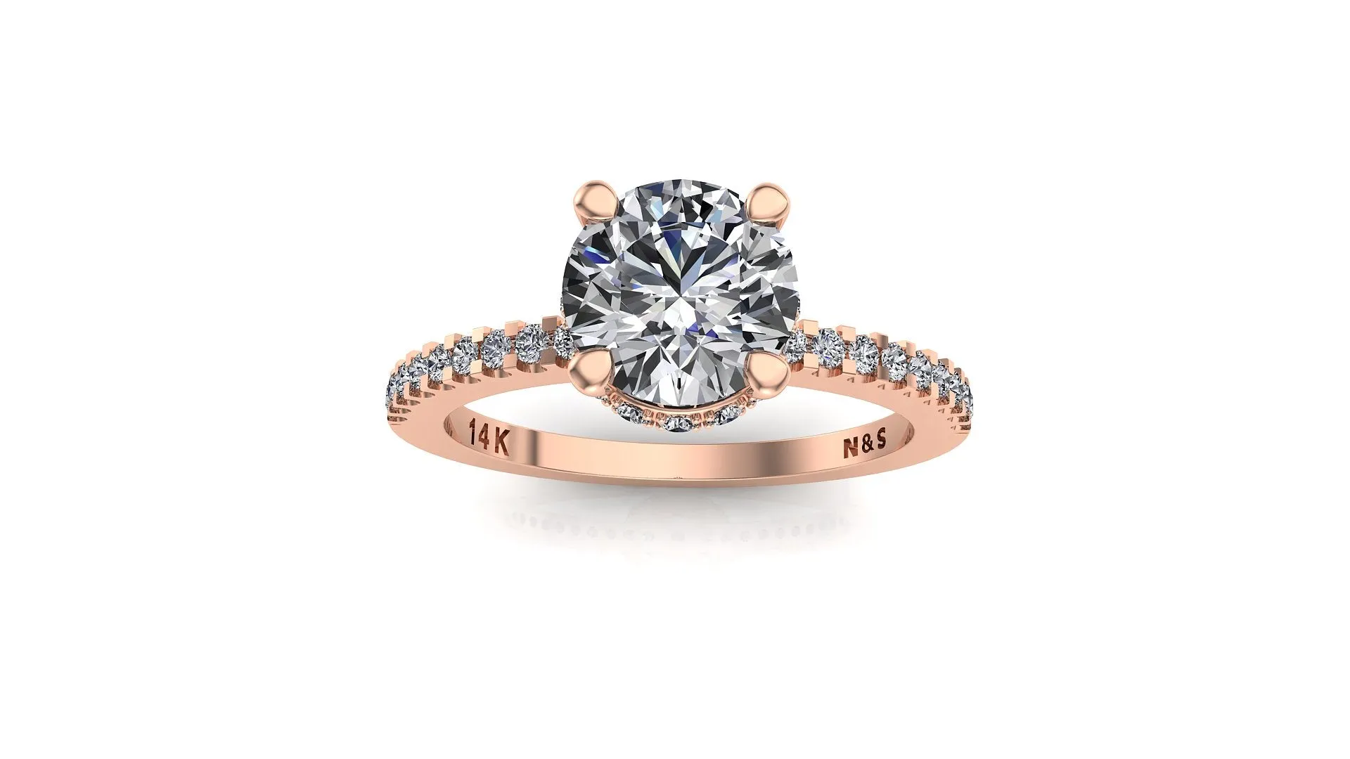 6.5mm (1.00ct) Monique ForeverOne Round Moissanite Diamond Underhalo Engagement Ring 14K Gold MOENG024