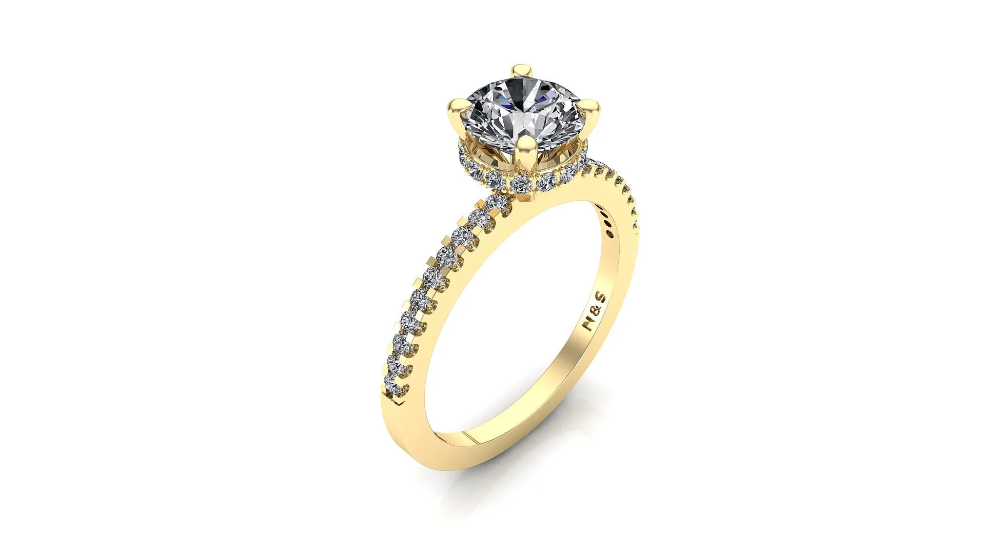 6.5mm (1.00ct) Monique ForeverOne Round Moissanite Diamond Underhalo Engagement Ring 14K Gold MOENG024