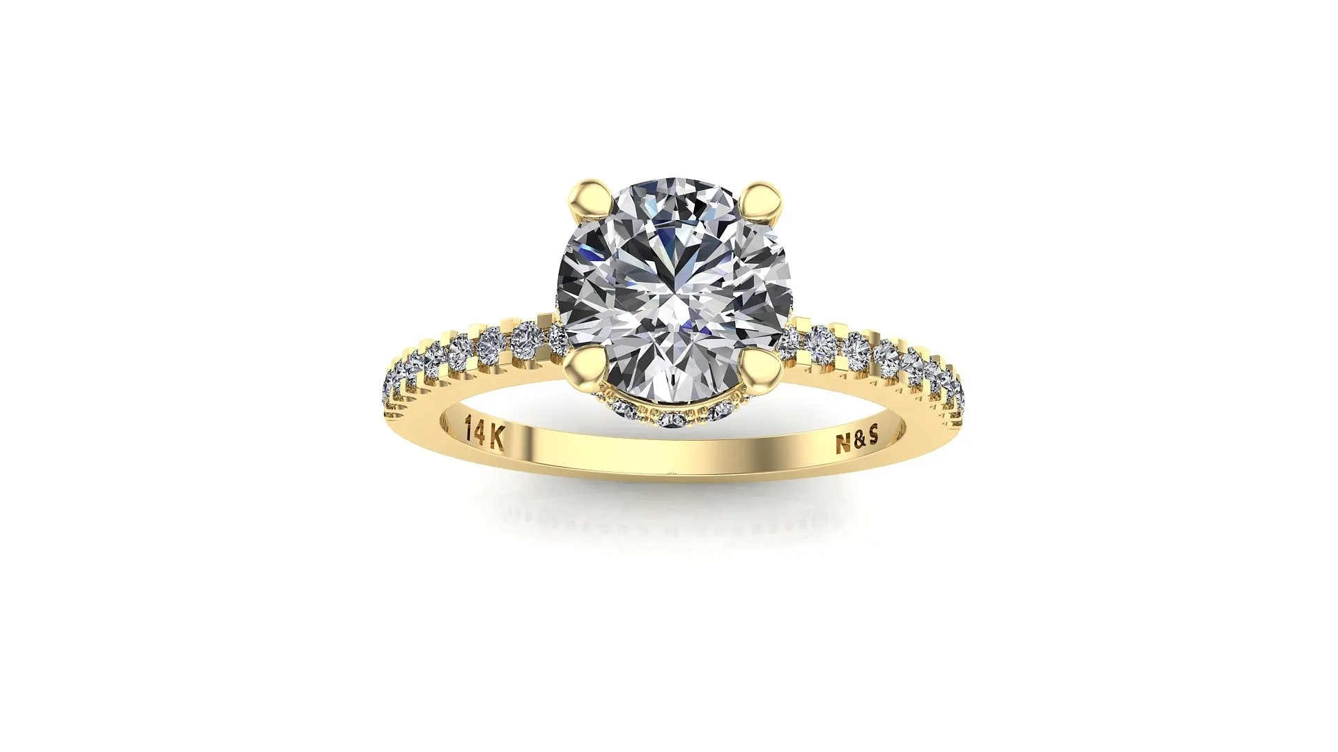 6.5mm (1.00ct) Monique ForeverOne Round Moissanite Diamond Underhalo Engagement Ring 14K Gold MOENG024