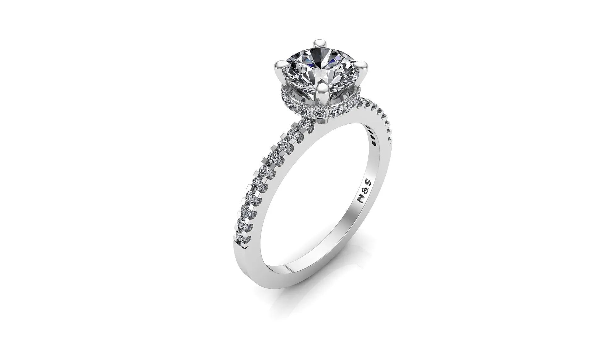 6.5mm (1.00ct) Monique ForeverOne Round Moissanite Diamond Underhalo Engagement Ring 14K Gold MOENG024