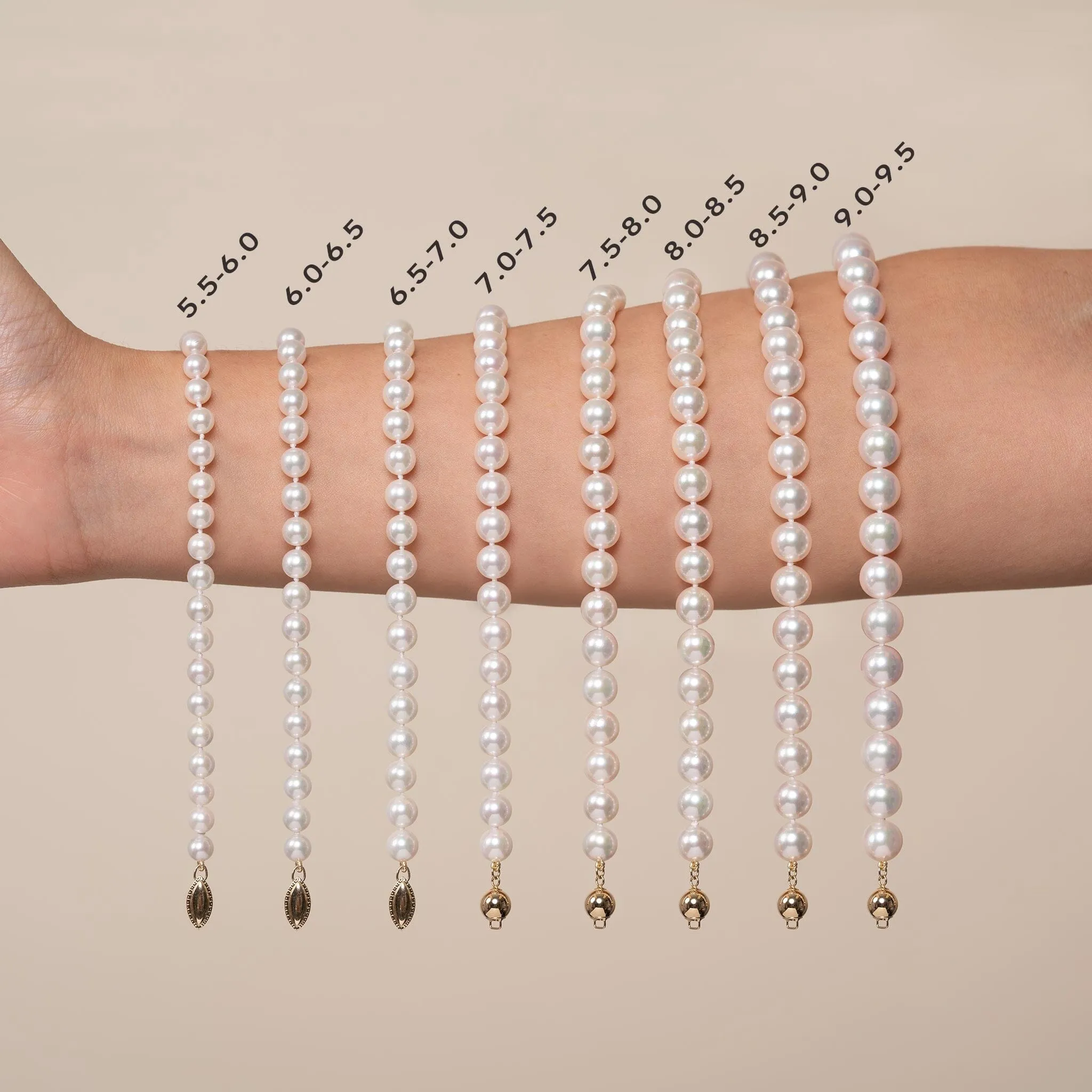 7.0-7.5 mm Double Strand White Akoya AAA Pearl Bracelet