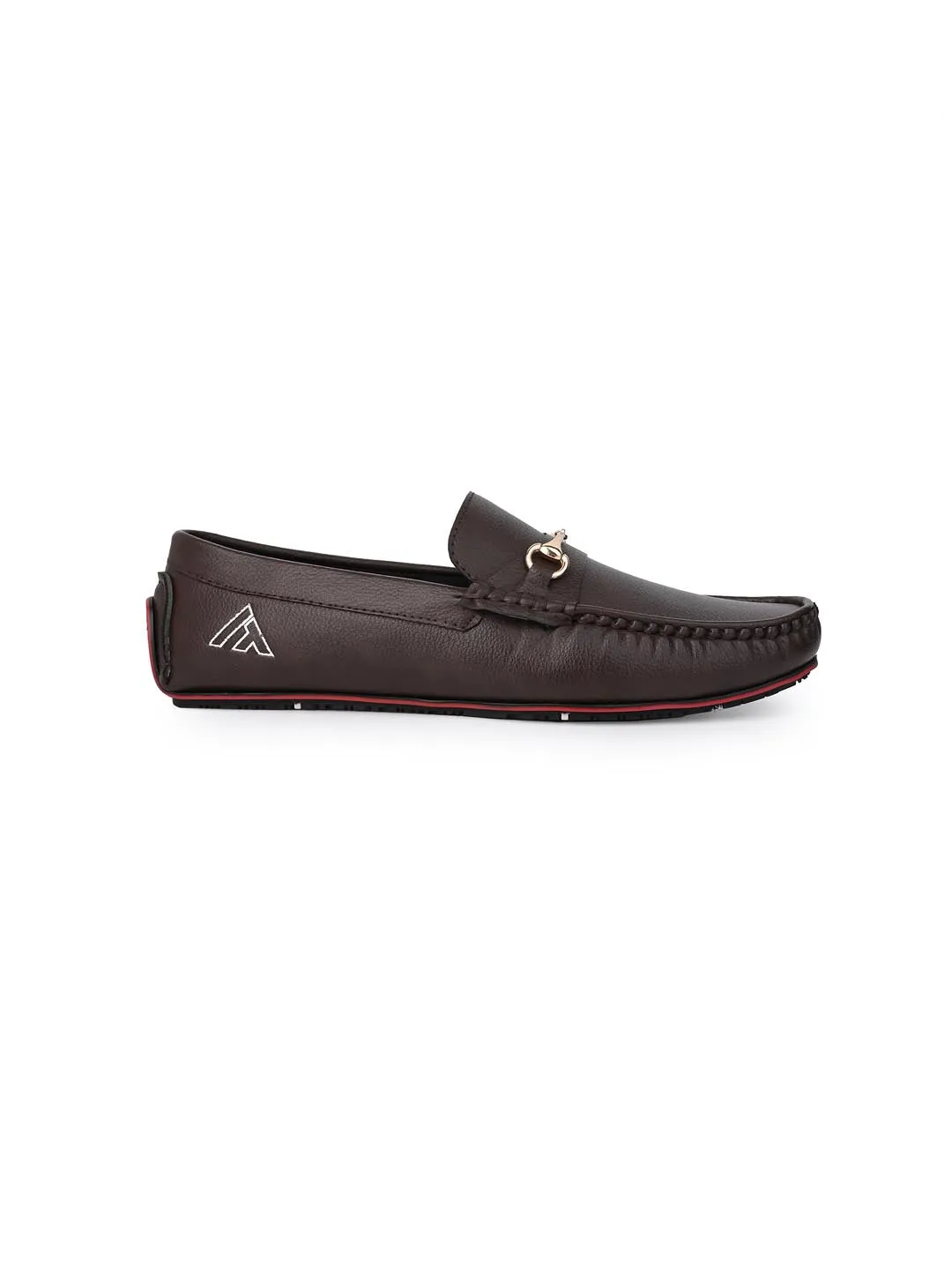 Alberto Torresi Tan Round Toe Loafers With Metal Accent