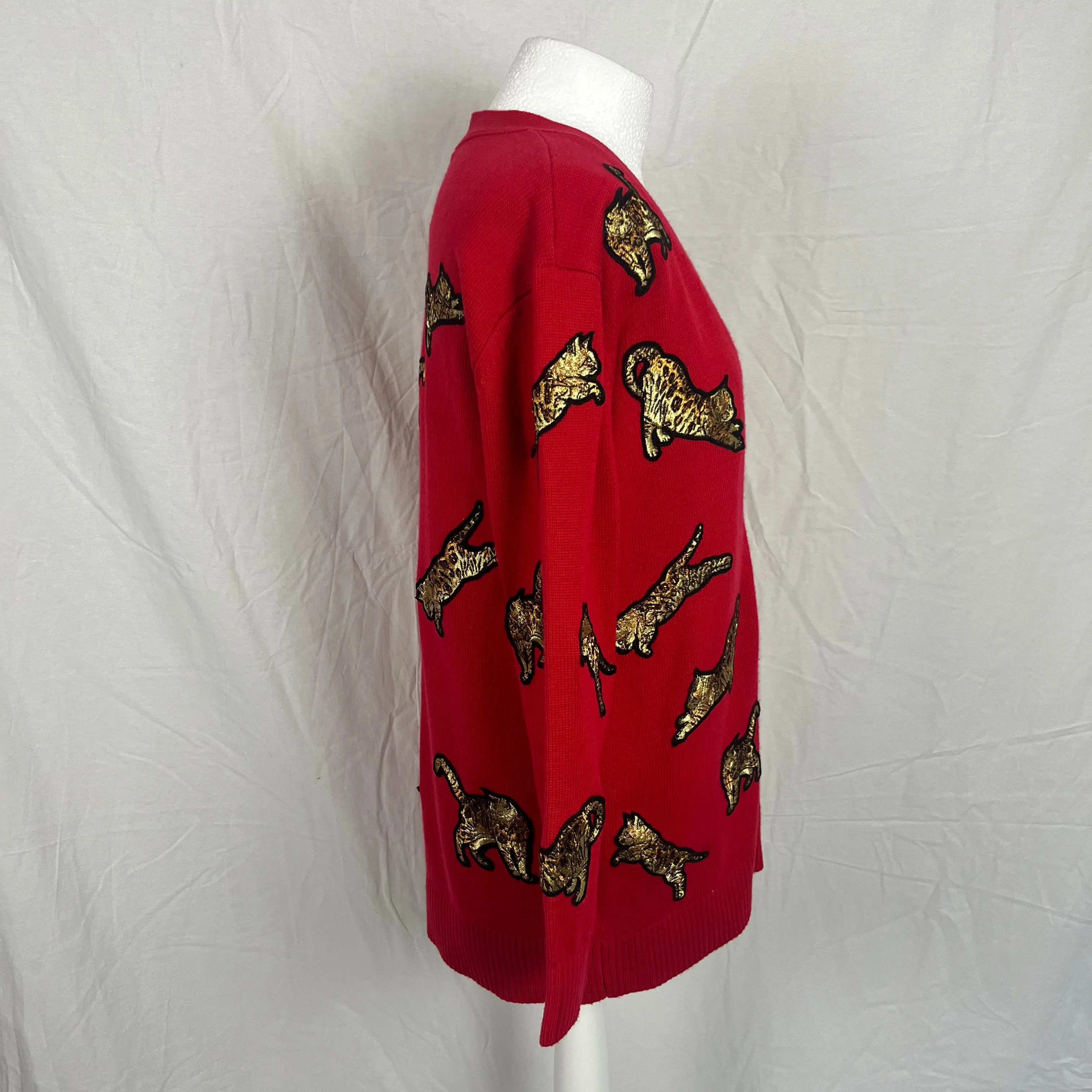 Alice & Olivia $550 Brand New Red Bengal Cat Cardigan S