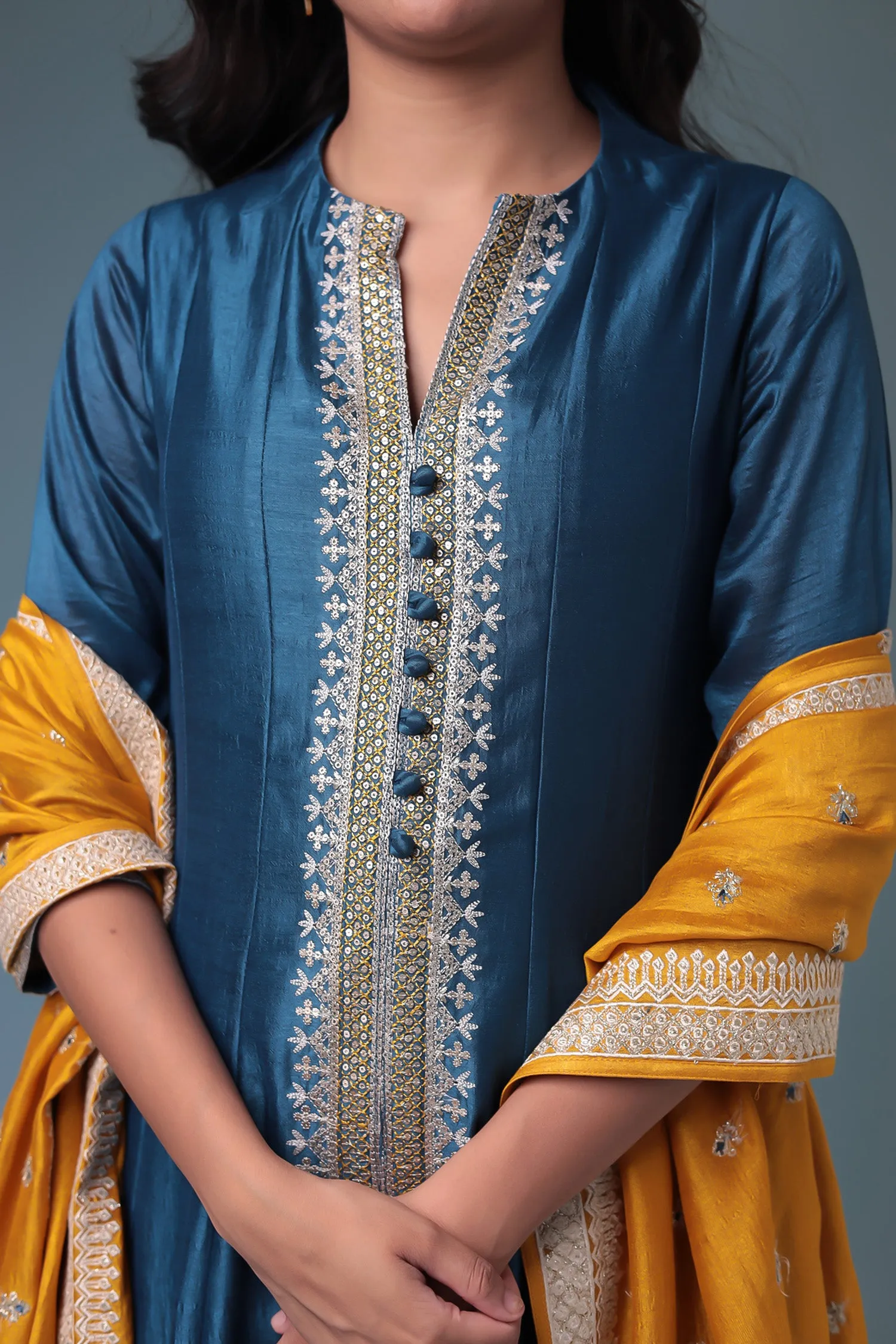 Anarkali Chinon Suit with Embroidered Dupatta