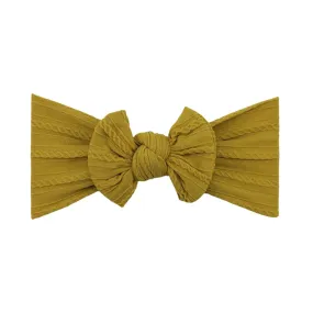 Baby Top Knot Single Bow Headband Mustard