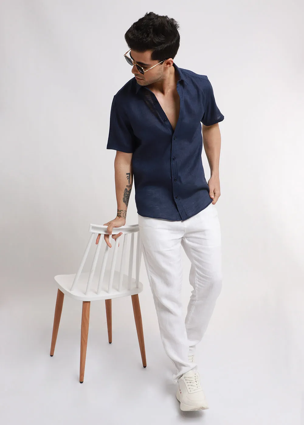 Batiste Dark Blue Linen shirt