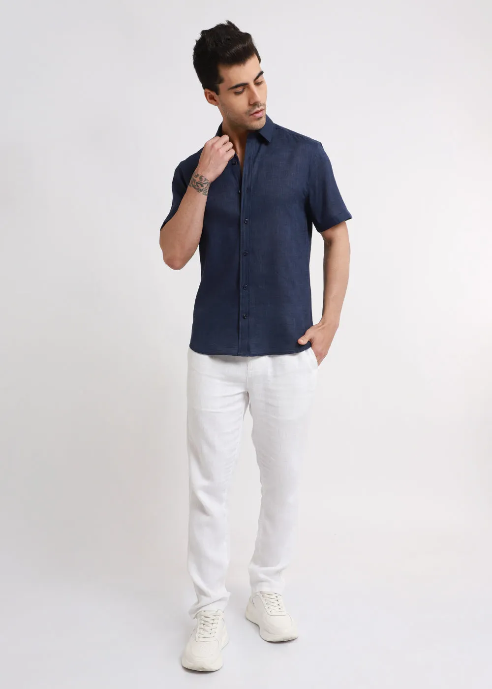 Batiste Dark Blue Linen shirt