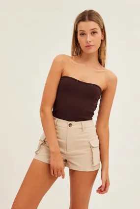 Beige Cargo Shorts High Rise