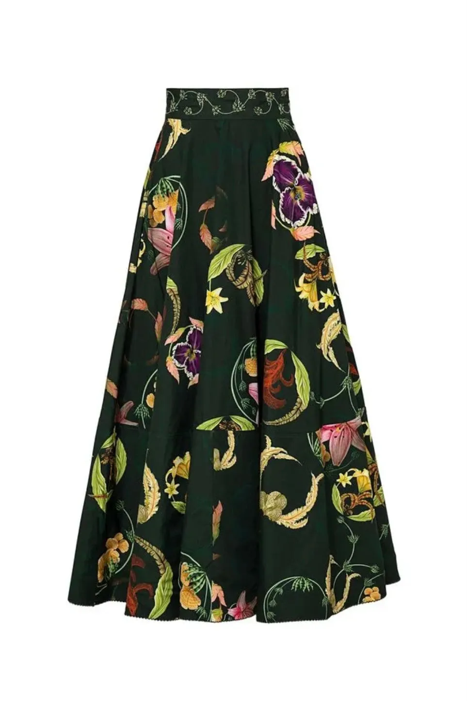 BERGAMOTA MARINA EMBROIDERED MAXI SKIRT