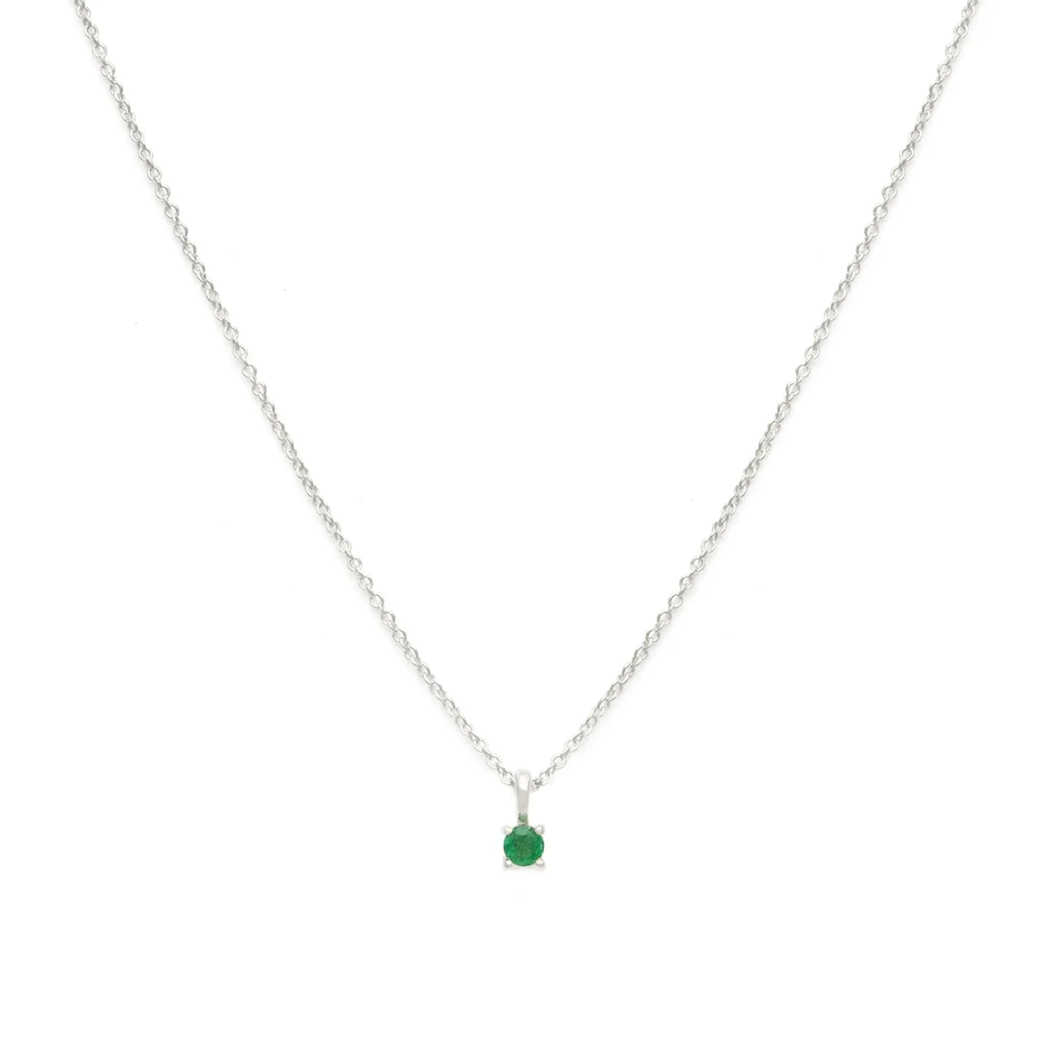 Birthstone Necklace | Silver & Emerald