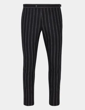 Black White Stripes Wool Trousers