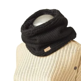 Black Wool neck warmer, fleece sherpa lined