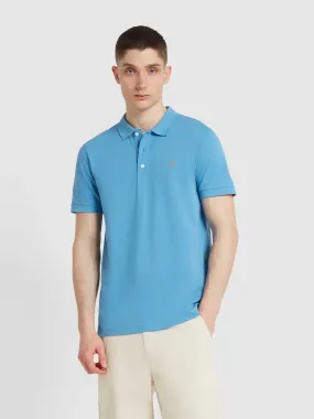 Blanes Organic Cotton Short Sleeve Polo Shirt In Arctic Blue