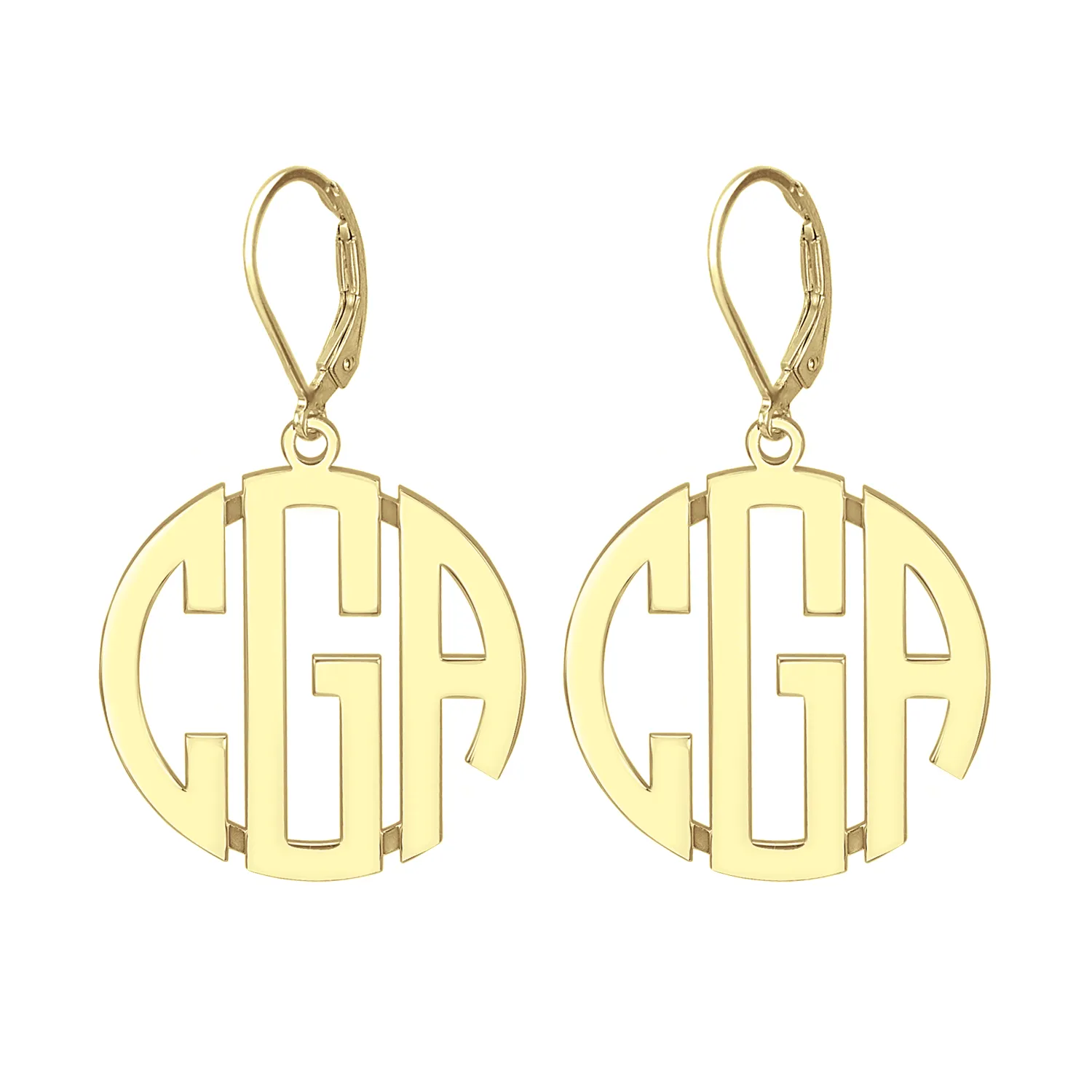 Block Monogram Leverback Earrings