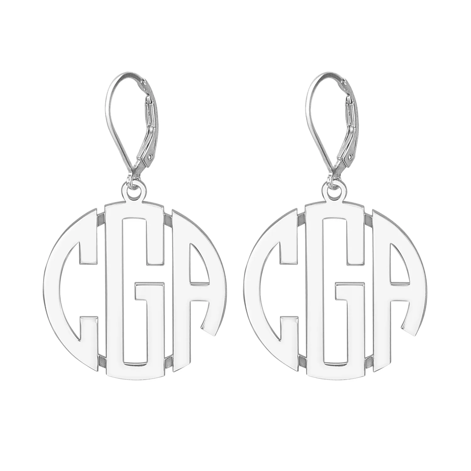 Block Monogram Leverback Earrings