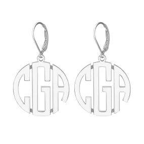 Block Monogram Leverback Earrings