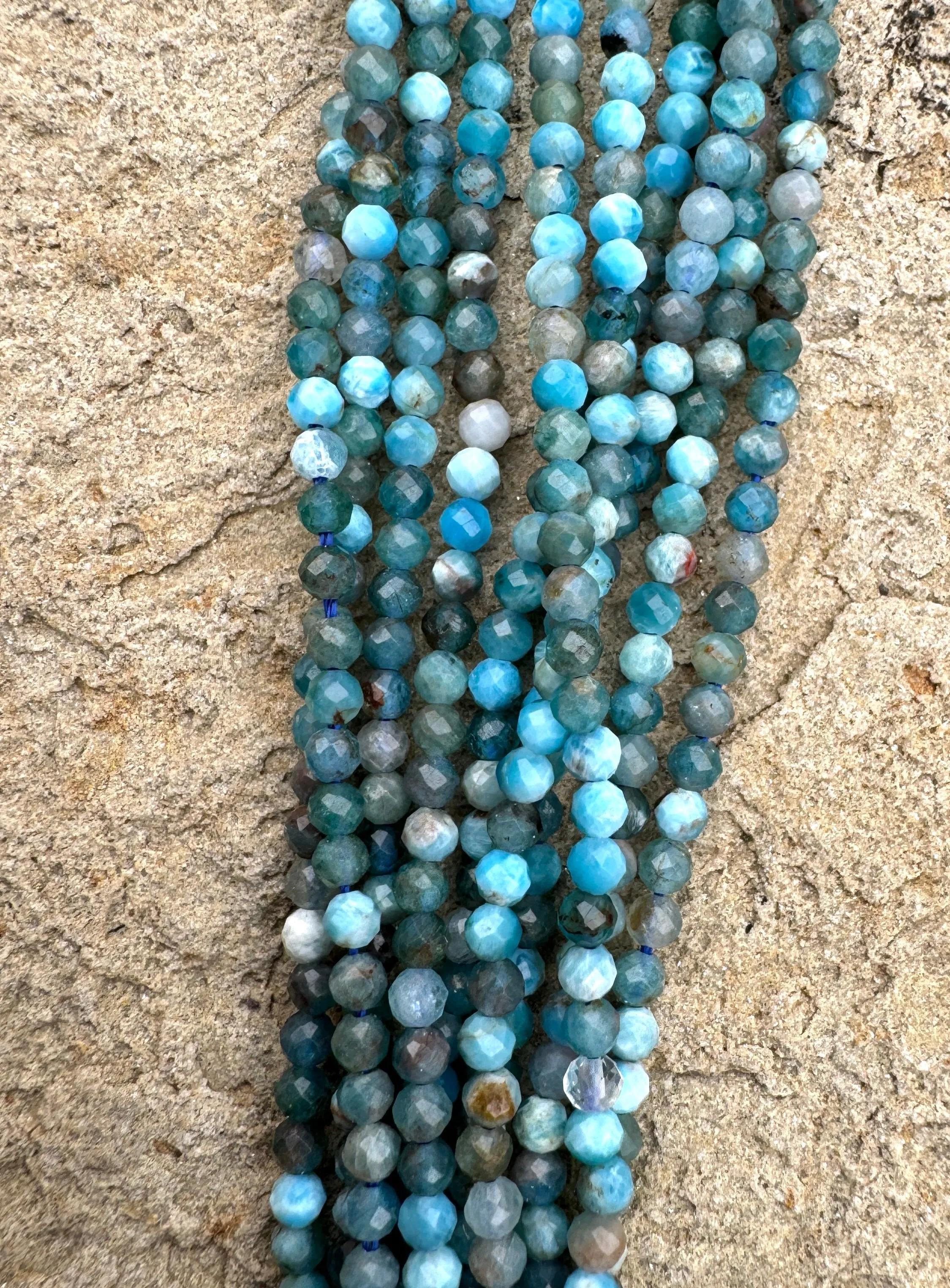 Blue Apatite Micro-Faceted 2mm Round Beads (16 inch strand)