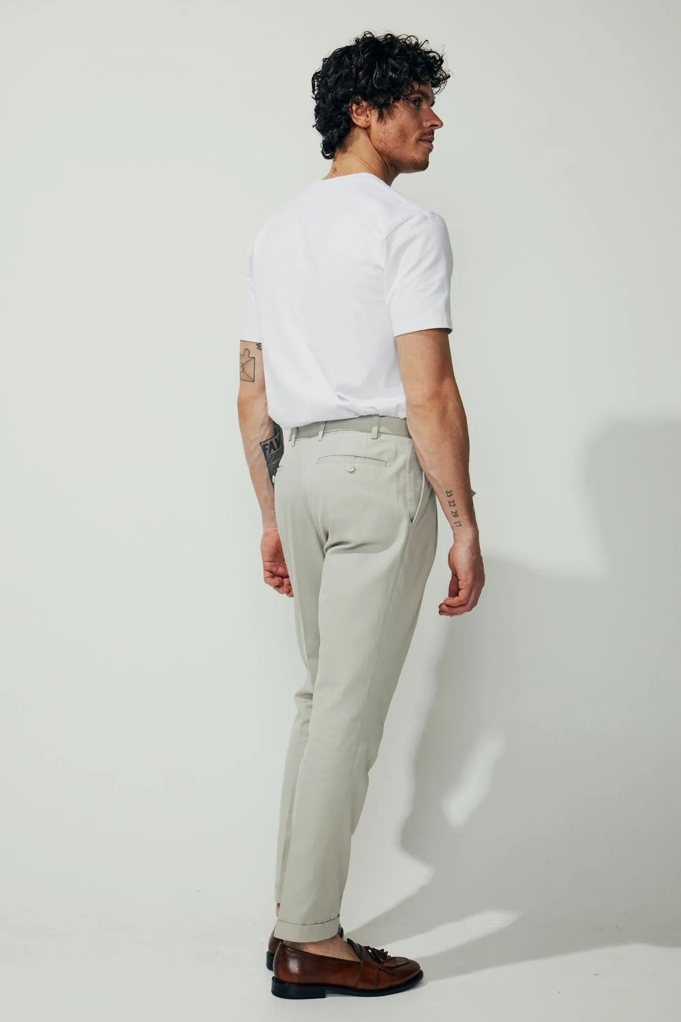 Cali Trouser - Natural Stone Cotton Stretch Canvas