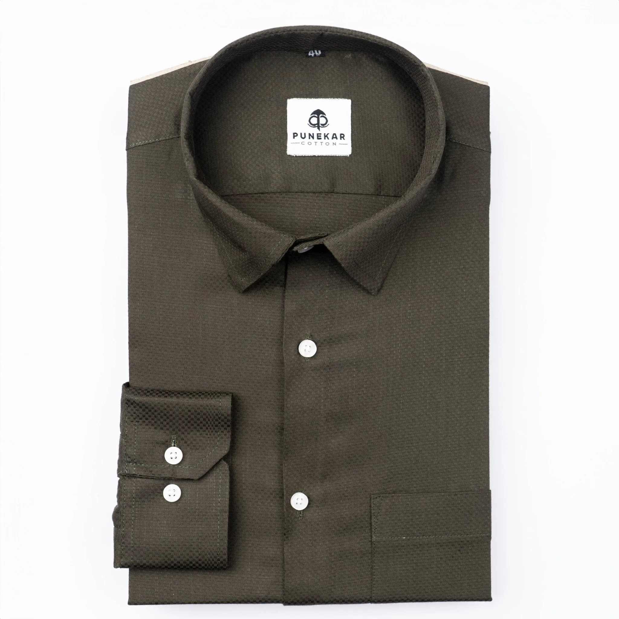 Carbon Color Dobby Cotton Shirt For Men