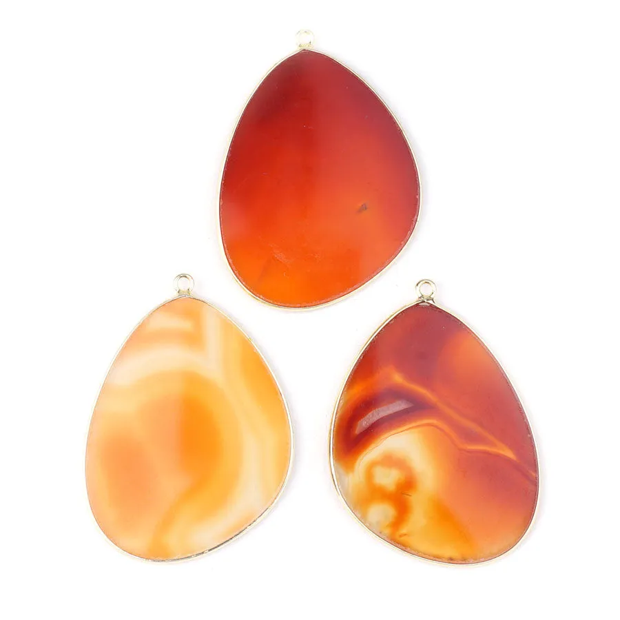 Carnelian 27x34mm Slice Gold Plated - Pendant