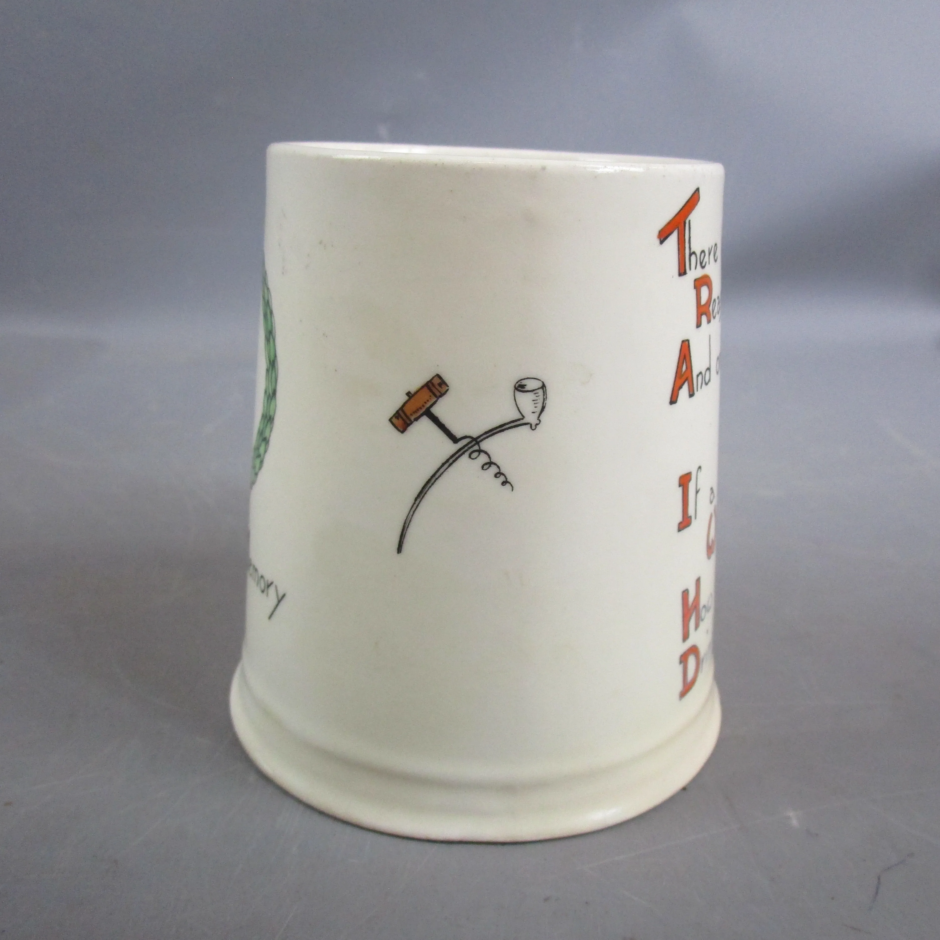 Charlton Ware Novelty In Loving Memory Hanged Man Mug Vintage Art Deco c1930