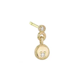 Circle Diamond Mirror Dangle Earring (Single)