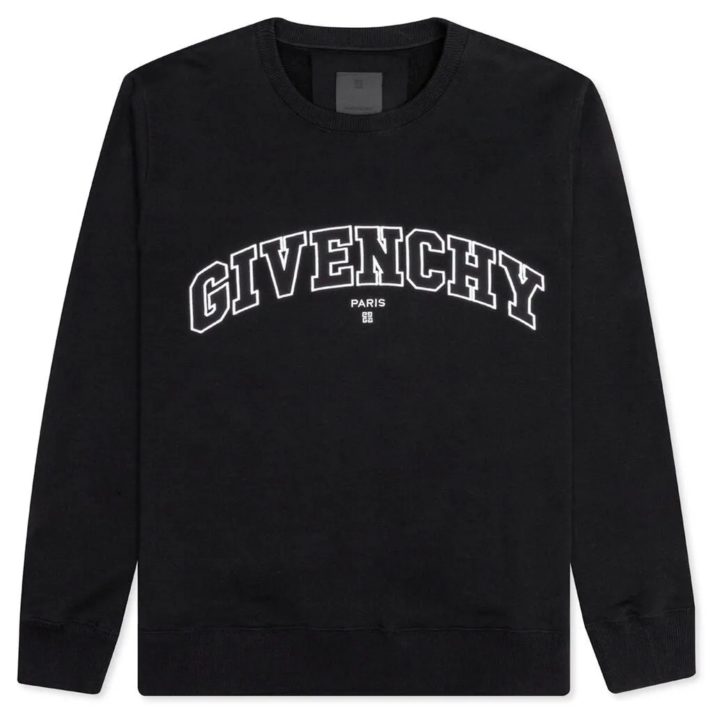 College Embroidered Slim Fit Sweatshirt - Black