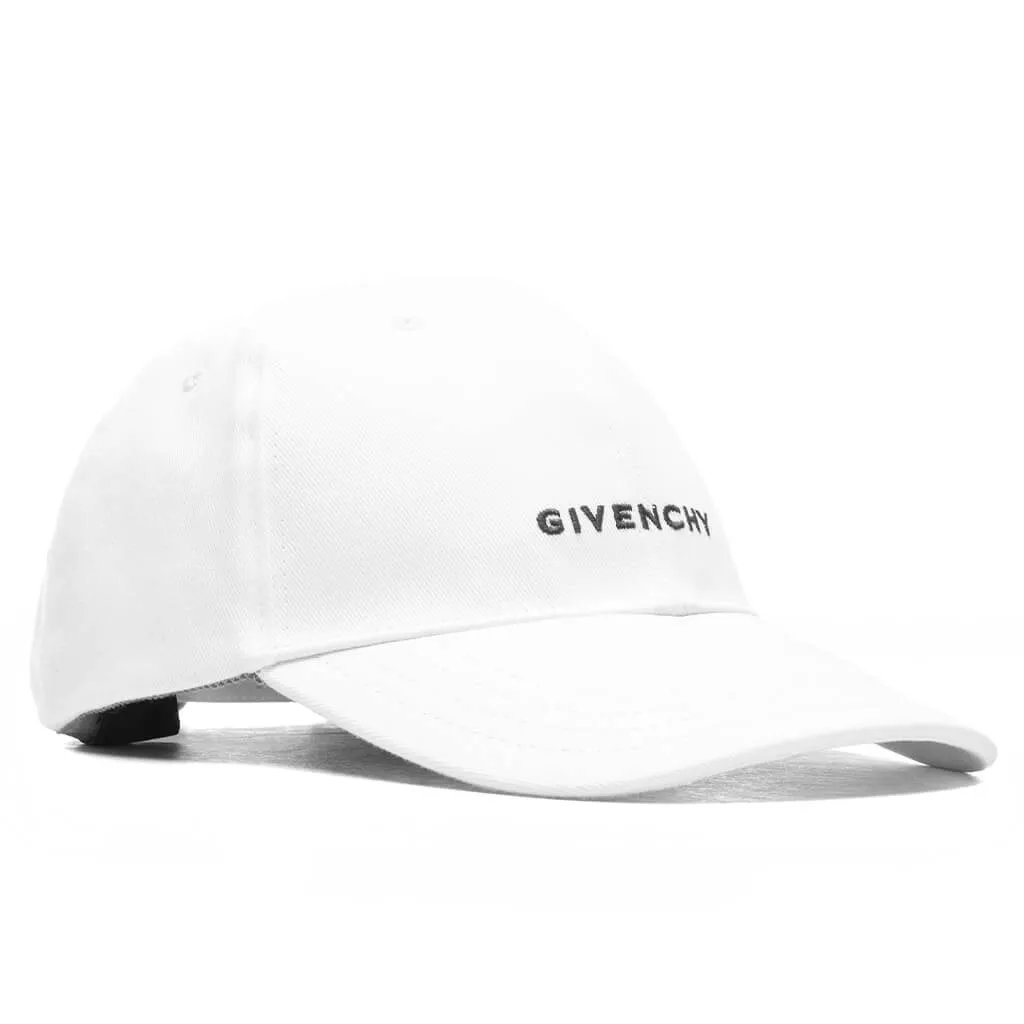 Curved Cap With Embroidered Logo - White