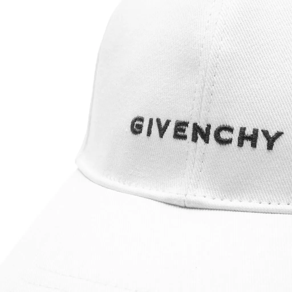 Curved Cap With Embroidered Logo - White