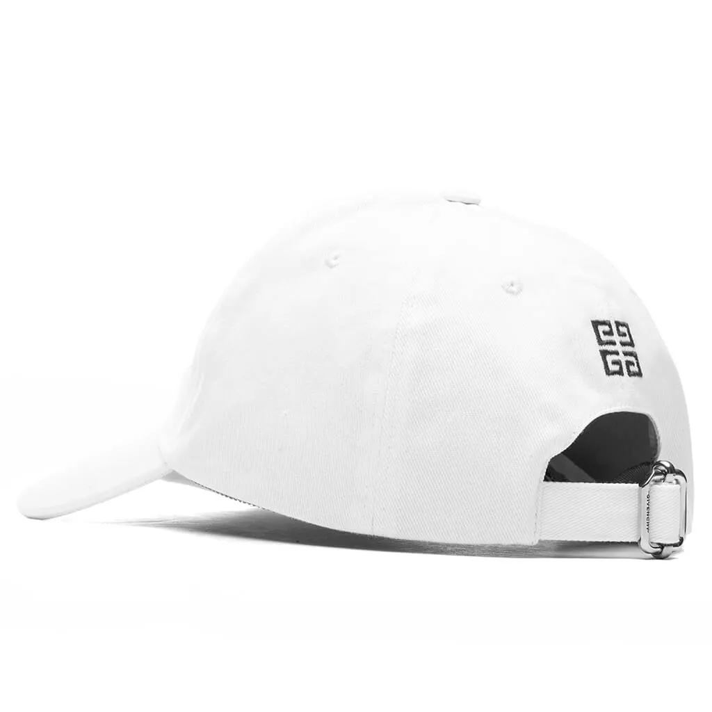 Curved Cap With Embroidered Logo - White