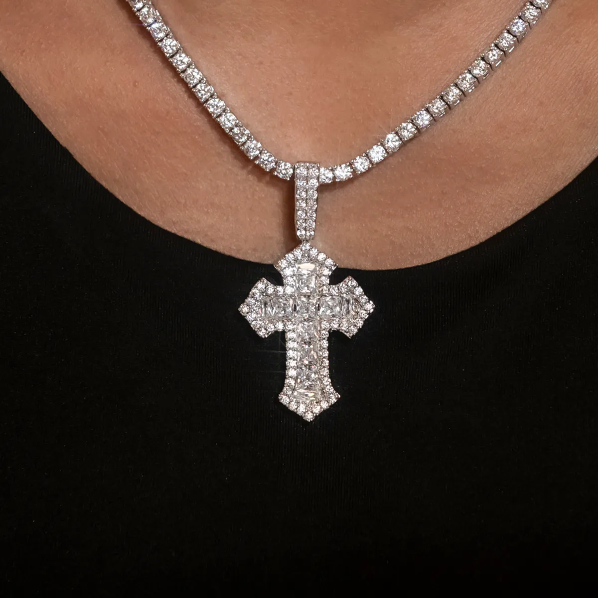 Diamond Gothic Cross Pendant