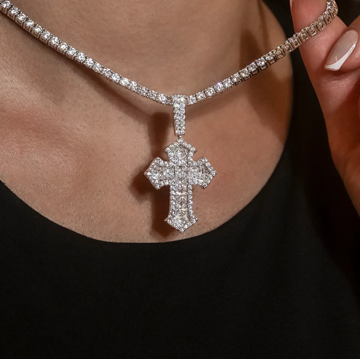 Diamond Gothic Cross Pendant