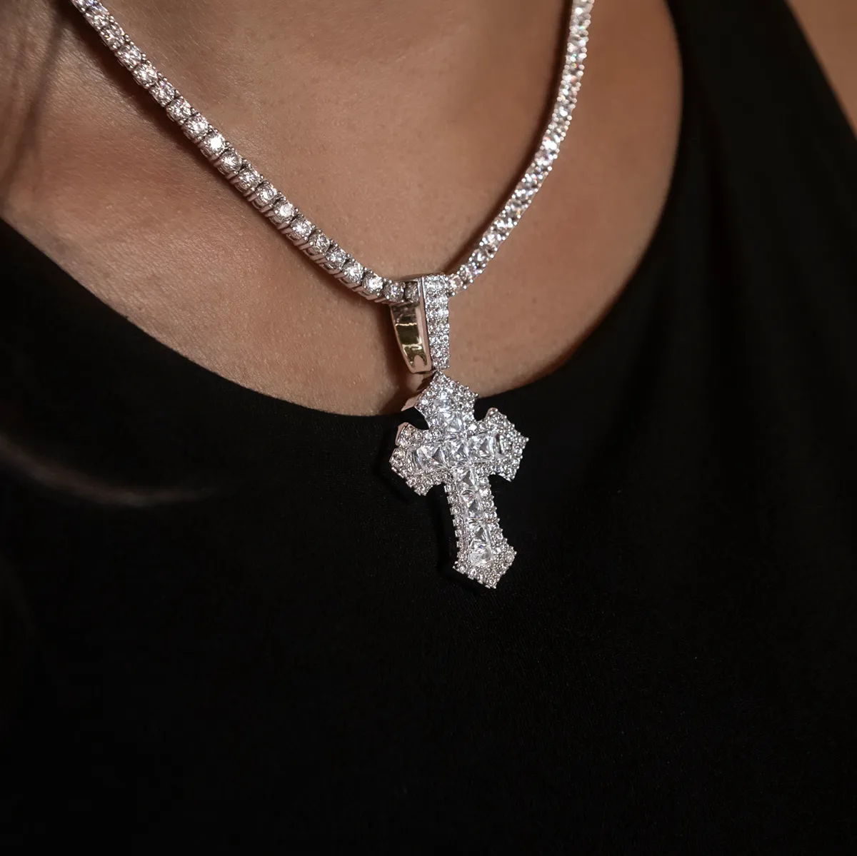 Diamond Gothic Cross Pendant