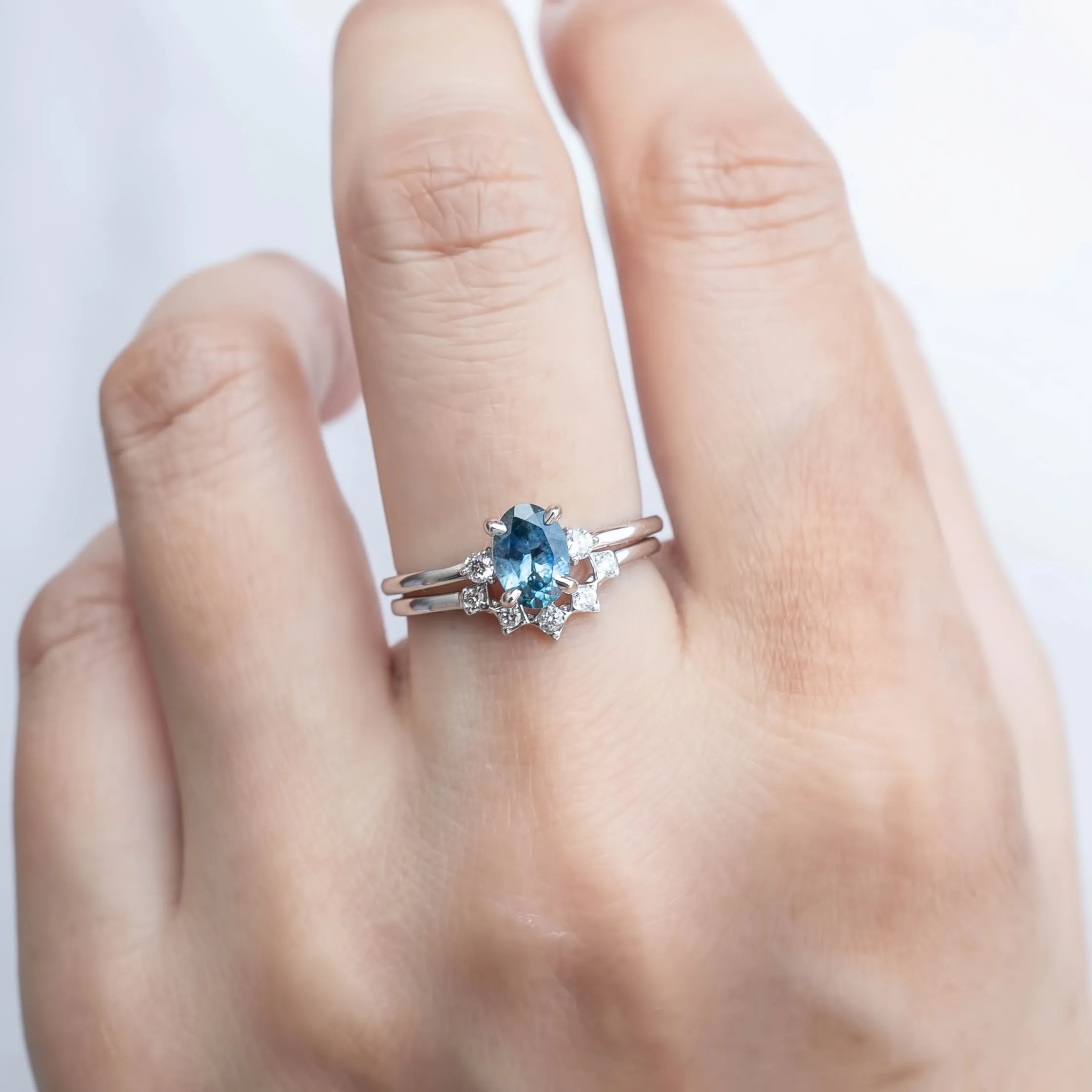 Emilie Ring - 1ct Blue Montana Sapphire, 14k white gold (One of a kind)