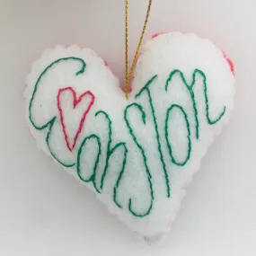 Evanston Heart Embroidered Felt Ornament