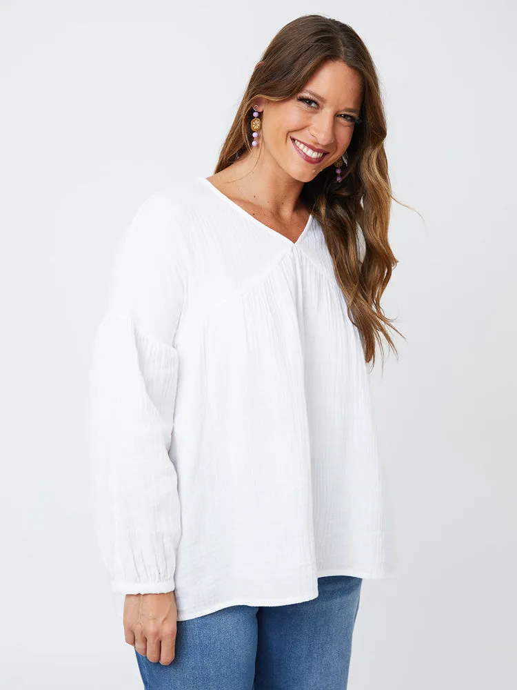 Fiona Blouse - White Gauze