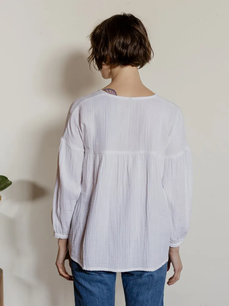 Fiona Blouse - White Gauze