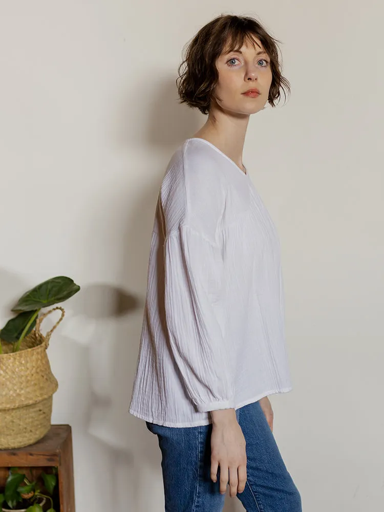 Fiona Blouse - White Gauze