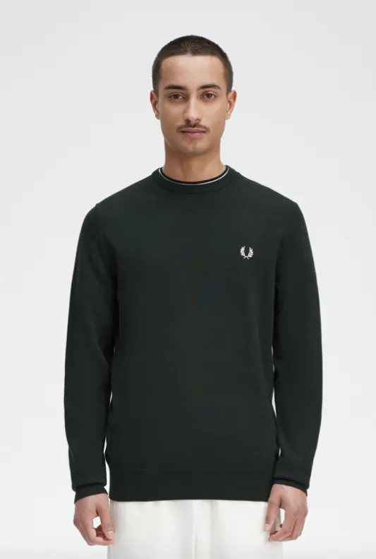 Fred Perry Classic Crew Neck Jumper/Night Green - AW23 SALE