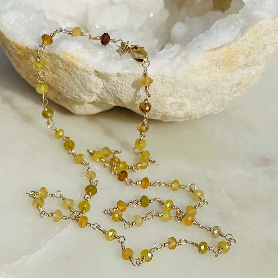 Gemstone Rosary Necklace ~ Yellow Tourmaline