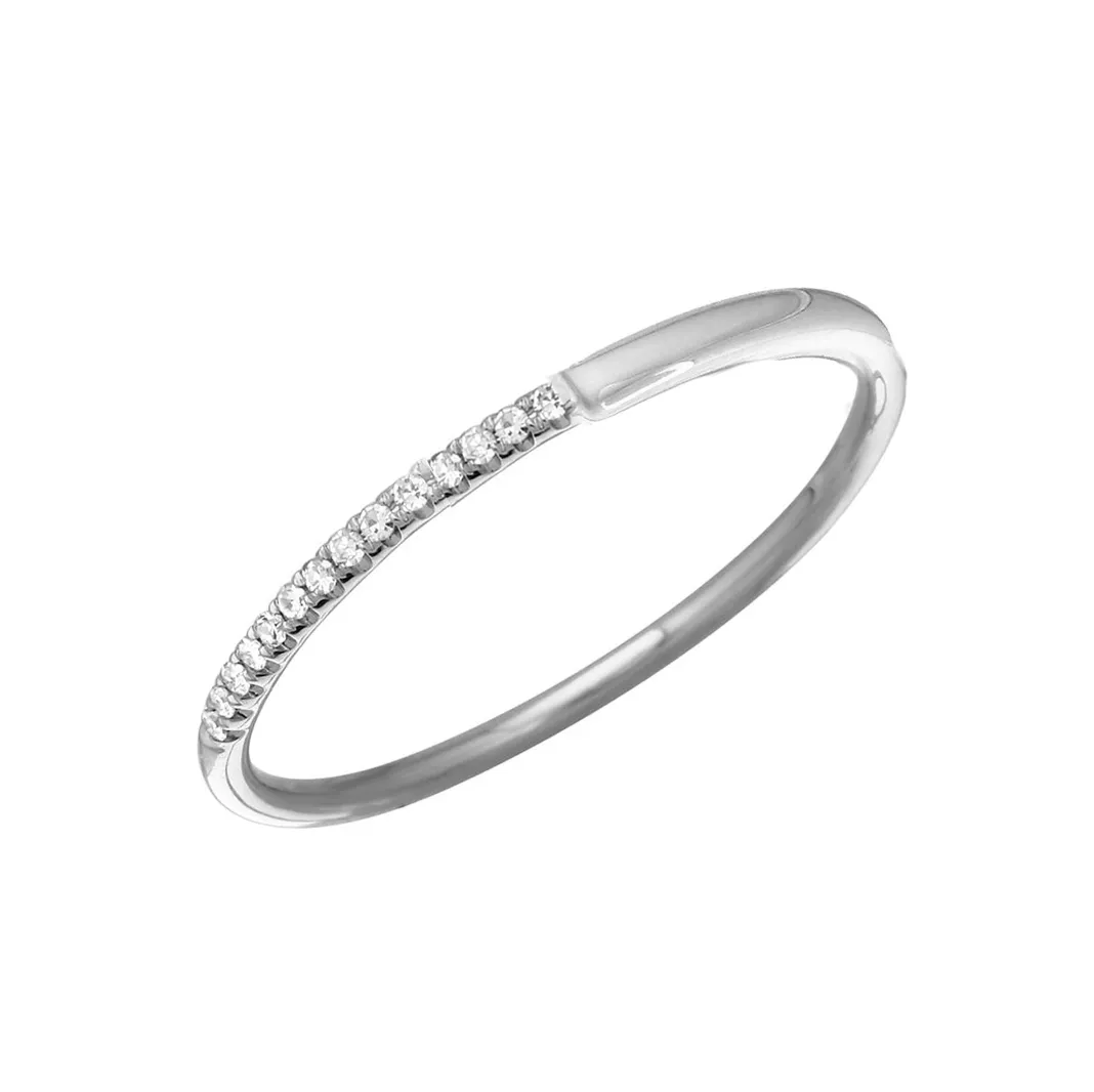 Half Solid Half Diamond Stackable Band