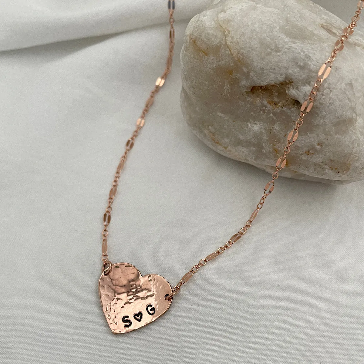 Hammered Personalized Heart Necklace